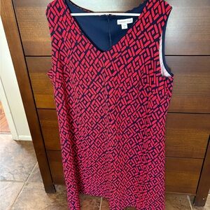 Coldwater Creek Red and Blue Geometric Dress